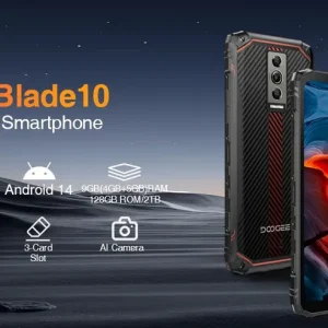 DOOGEE Blade10 teléfono resistente 6,56 "90Hz pantalla IPS 4GB + 128GB Octa Core 5150mAh Android 14 desbloqueo facial ultrafino.